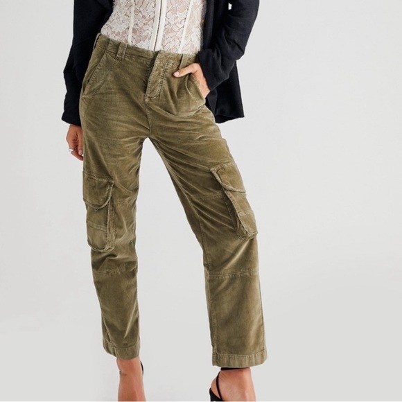 Free People Pants - Free People Hard Crushin’ Plush Cargo Pant in Olive Green